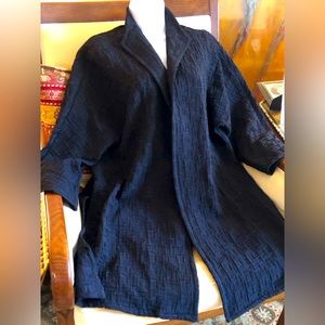 Marla Wynne Black Knit Jacket In A Geometric Weave Pattern. Woman’s Size Medium